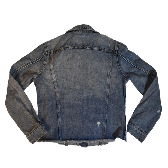 NWT Lucky Brand Denim Jacket Womens Size XS Raw Hem Tailored Medium Wash - Picture 2 of 3